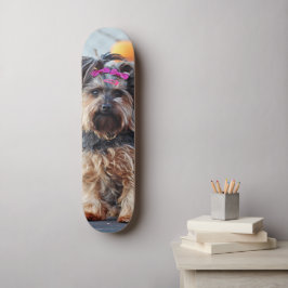 Tabla de Skate Perrita Terrier con Lazos Rosados
