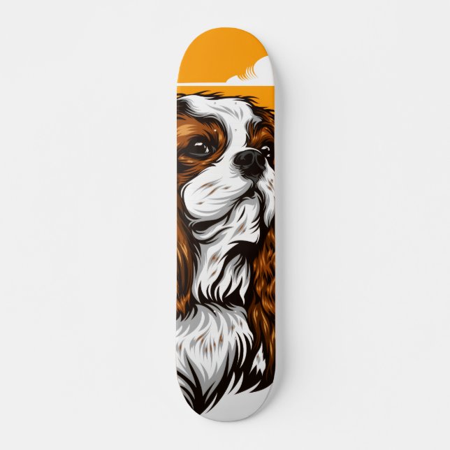 Tabla de Skate Perro de Pelaje Marrón y Blanco  (Frente)