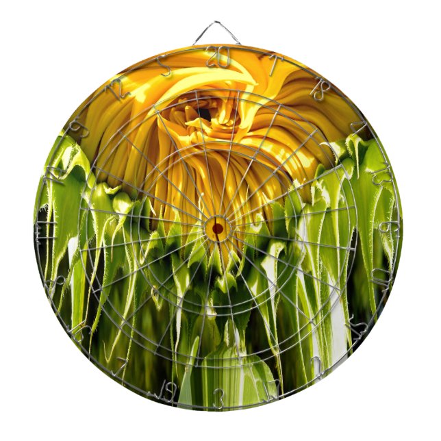 Tablero Dardos Abstrato funky retro Girassol, geometria assustada (Frente)