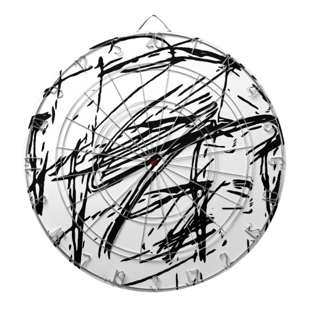 Tablero Dardos Abstrato preto e branco (Frente)