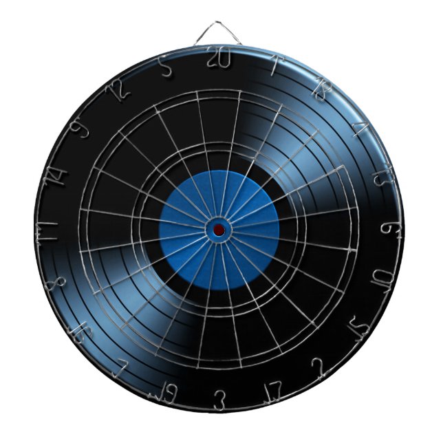 Tablero Dardos Álbum gravado retro de vinil no azul (Frente)