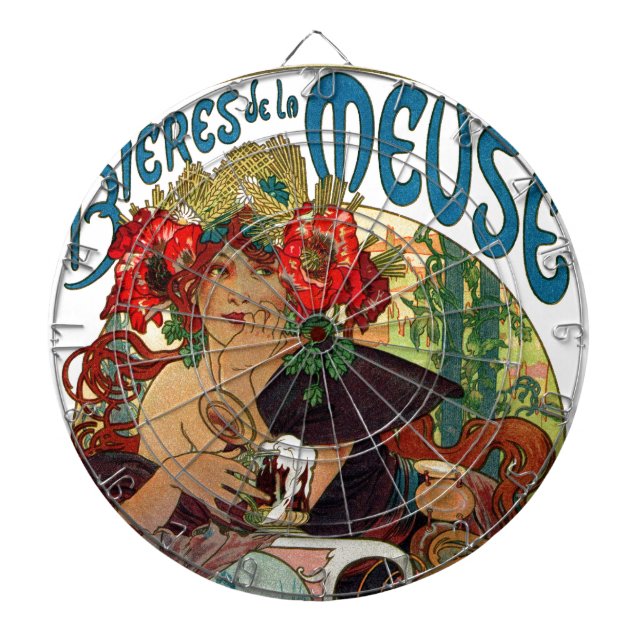 Tablero Dardos Alphonse Mucha Bieres De La Meuse (Frente)