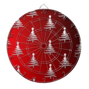 Tablero Dardos Árvores de Natal Prateadas em Vermelho