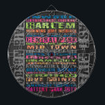 Tablero Dardos Bairros de Nova Iorque<br><div class="desc">Bairros de Nova Iorque tipo design num arco-íris de cores em presentes e acessórios através do Imagine isso! Design apresenta um quadrado dos bairros de Manhattan em uma fonte legal. Do topo da ilha de Manhattan até o fundo, norte-sul, leste-oeste, rio Hudson até o leste, nós o cobrimos. presentes de...</div>