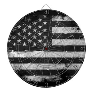 Tablero Dardos Bandeira americana do Grunge preto e branco