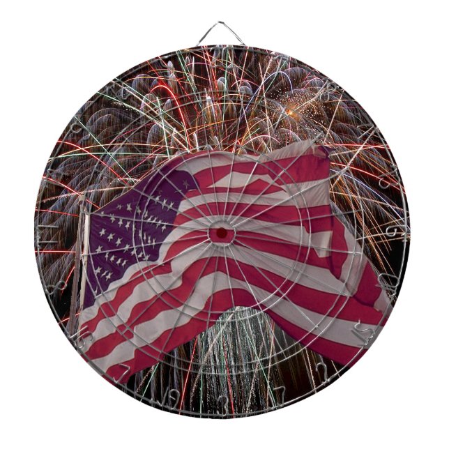 Tablero Dardos Bandeira Americana e Fireworks (Frente)