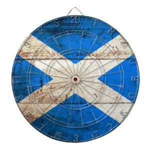 Tablero Dardos Bandeira de Scotland na grão de madeira velha