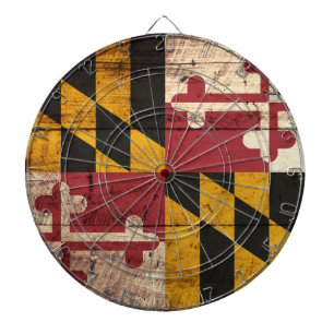 Tablero Dardos Bandeira do Estado de Maryland em Old Wood Grain