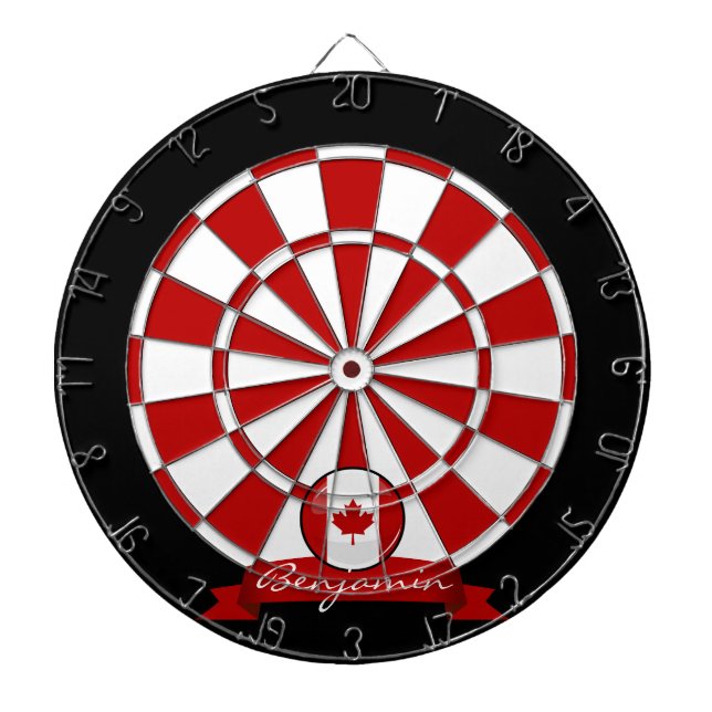 Tablero Dardos Bandeira Glossy Round Canadense (Frente)