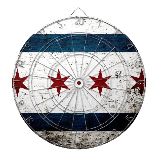 Tablero Dardos Bandeira preta de Chicago do Grunge (Frente)