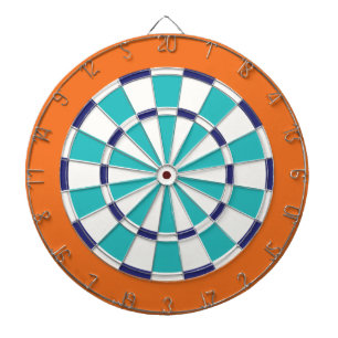Tablero Dardos Branco, marinho, turquesa, e laranja