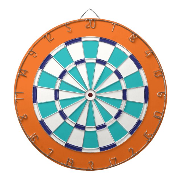 Tablero Dardos Branco, marinho, turquesa, e laranja (Frente)