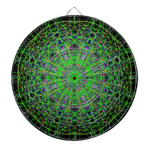 Tablero Dardos Caleidoscópio Negro Verde - Arte Mandala