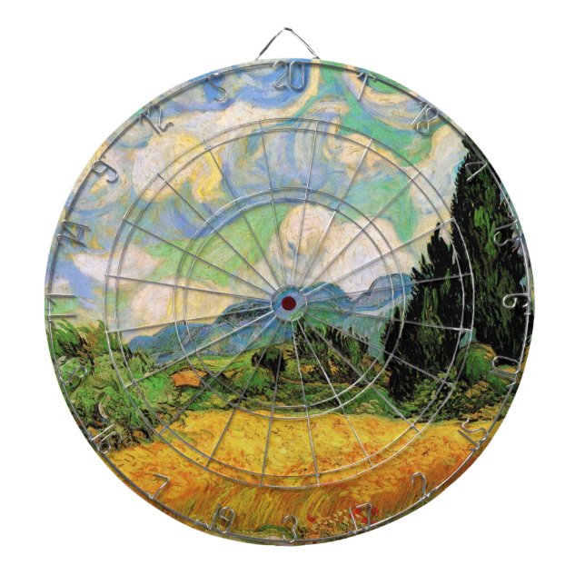 Tablero Dardos Campo de trigo com ciprestes de Van Gogh em Haute  (Frente)