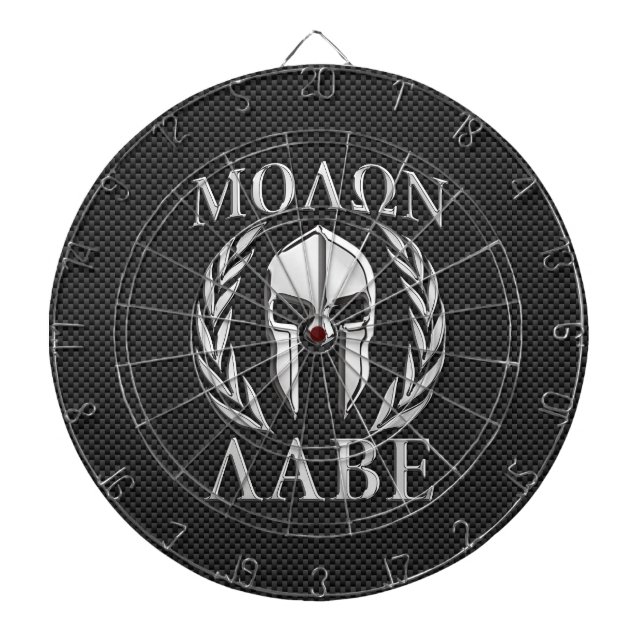 Tablero Dardos Capacete espartano do cromo de Molon Labe na fibra (Frente)