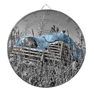 Tablero Dardos carro azul vintage
