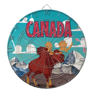 Tablero Dardos Cartaz de desenho animado vintage do Canadá alce