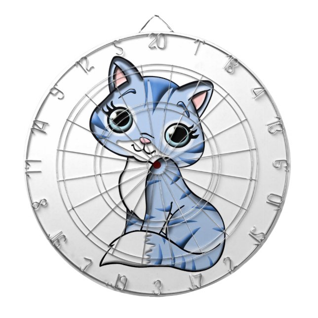 Tablero Dardos Cartoon de gato azul (Frente)