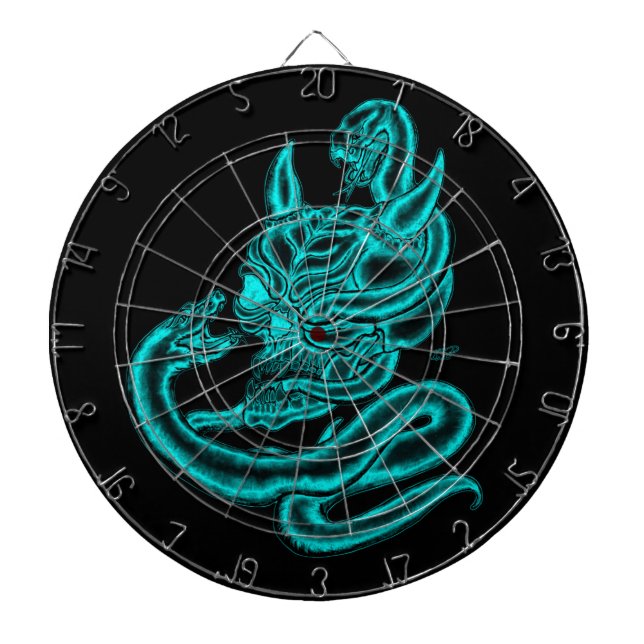 Tablero Dardos Caveira - Cabeça Diabo com Cobra (Frente)