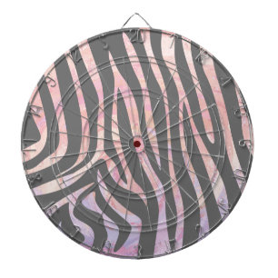 Tablero Dardos Cinza de Zebra Light e Impressão cor-de-rosa