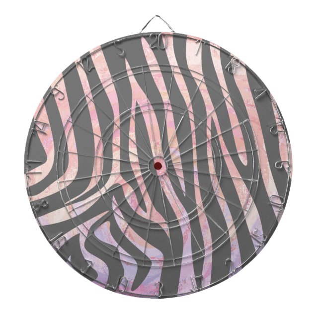 Tablero Dardos Cinza de Zebra Light e Impressão rosa (Frente)