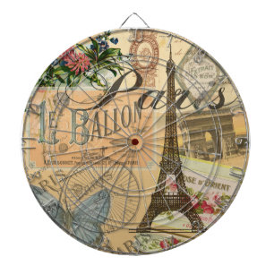 Tablero Dardos Colagem de Viagens vintage de Paris França