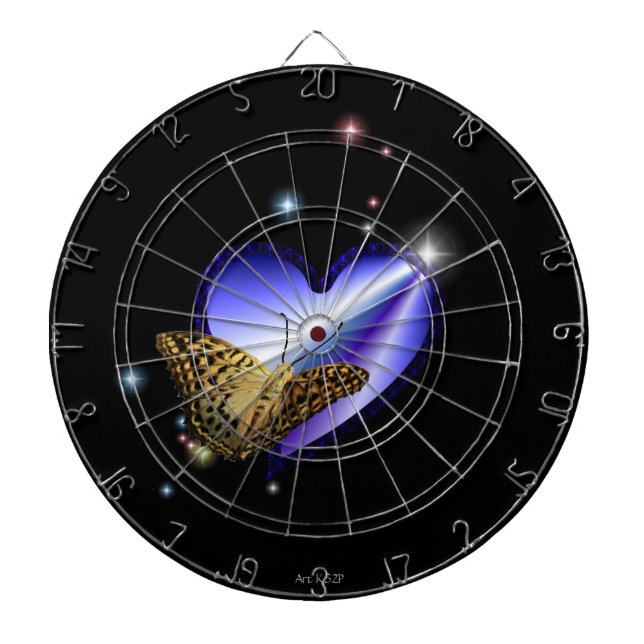 Tablero Dardos Coração Arco-Íris Púrpura com Estrelas (Frente)