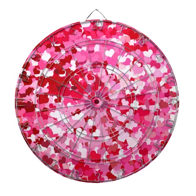 Tablero Dardos Corações de Confetes Rosa (Frente)