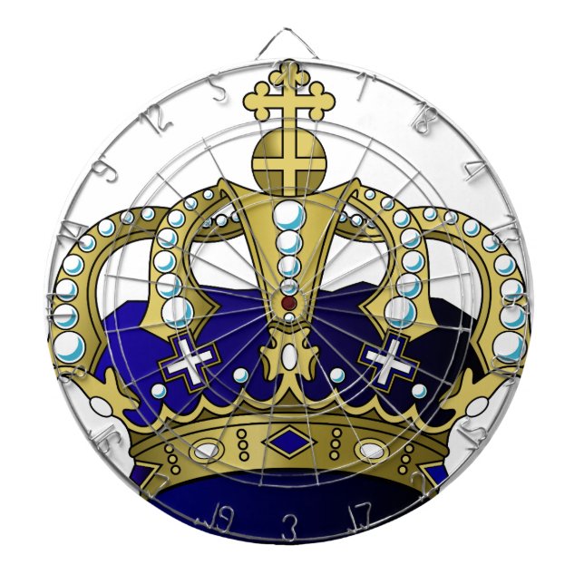 Tablero Dardos Coroa real azul & Dourado (Frente)