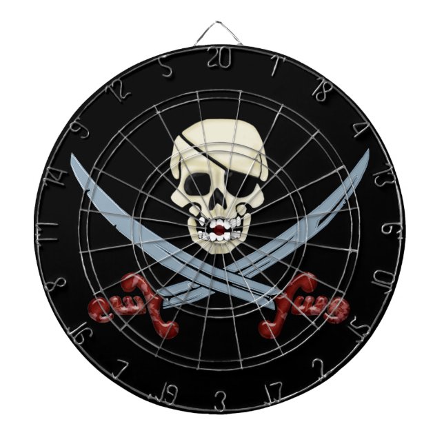 Tablero Dardos Crânio Pirata E Cutlass Cruzadas (Frente)