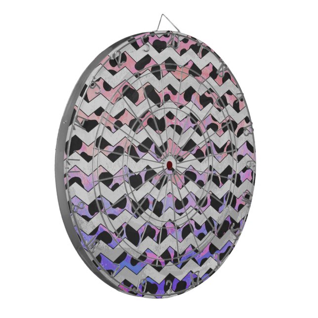 Tablero Dardos Dalmama Chevron, Rosa e Negro (Frente Esquerda)