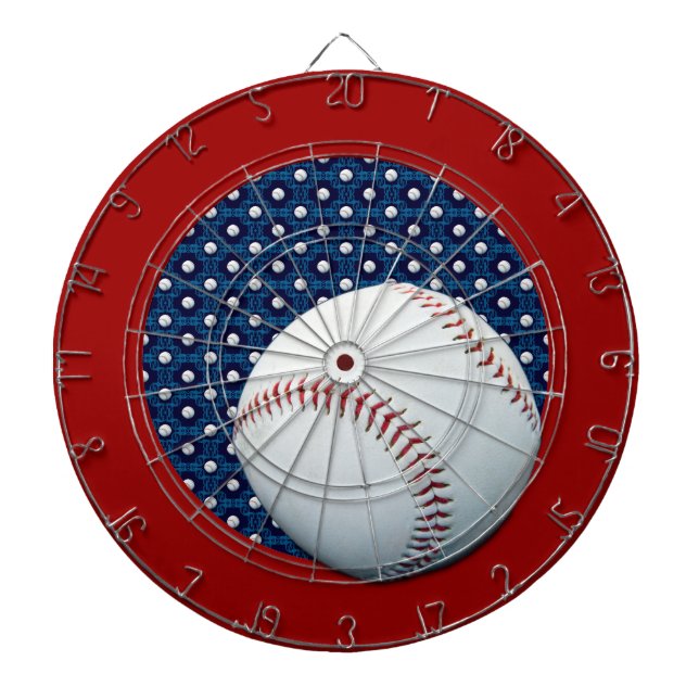 Tablero Dardos Dartboard azul & branco do tema do basebol de (Frente)