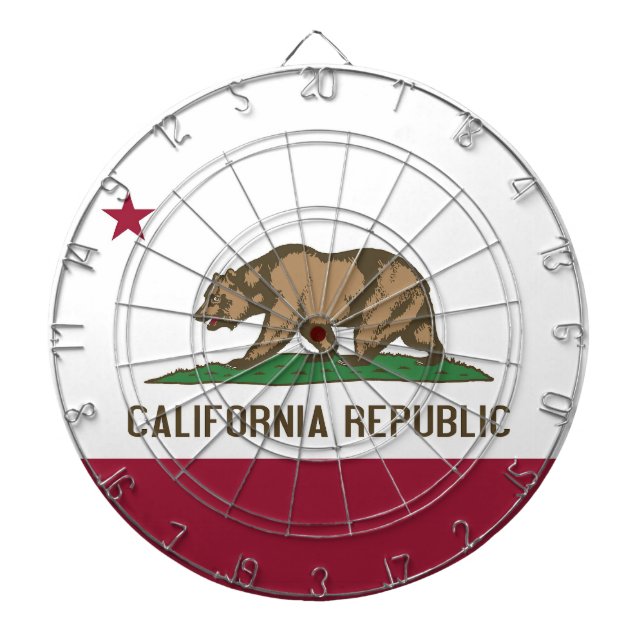 Tablero Dardos Dartboard with Flag of California, EUA (Frente)