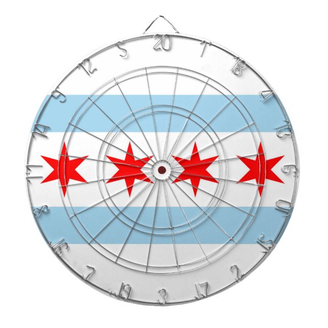 Tablero Dardos Dartboard with Flag of Chicago, Illinois, EUA (Frente)