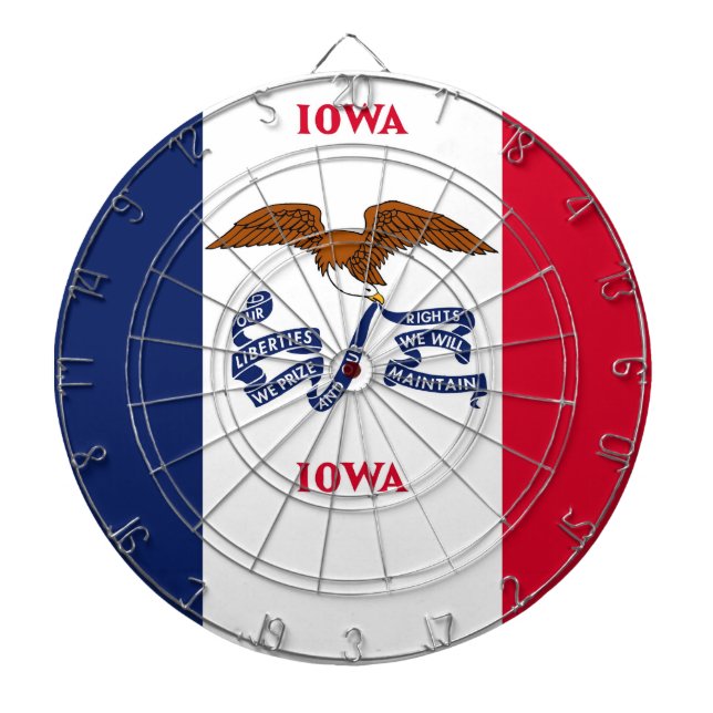 Tablero Dardos Dartboard with Flag of Iowa, EUA (Frente)