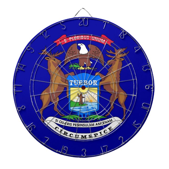 Tablero Dardos Dartboard with Flag of Michigan, EUA (Frente)