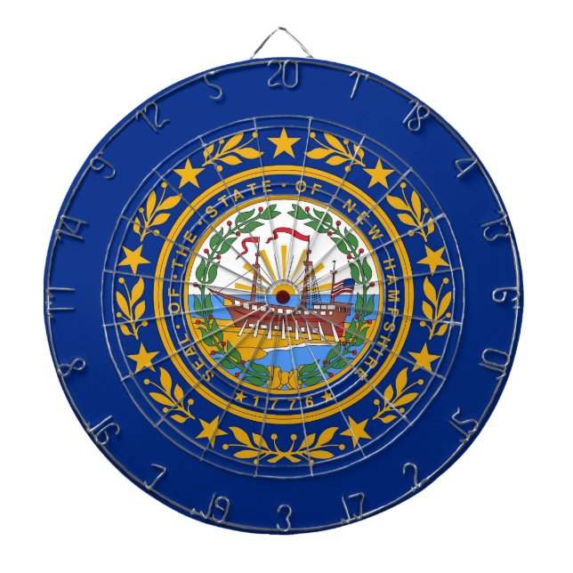 Tablero Dardos Dartboard with Flag of New Hampshire, EUA (Frente)