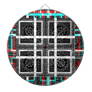 Tablero Dardos Design de Gráficos Preto, Branco e Vermelho com Ve