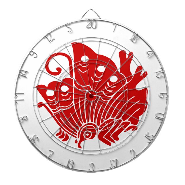 Tablero Dardos Design Kamon Japonês de Borboleta Asiática (Frente)