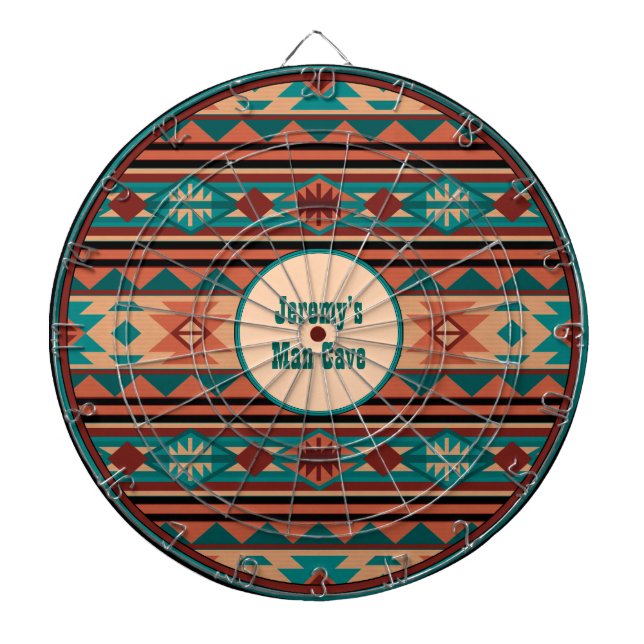 Tablero Dardos Design Turquoise Terracotta Monograma (Frente)