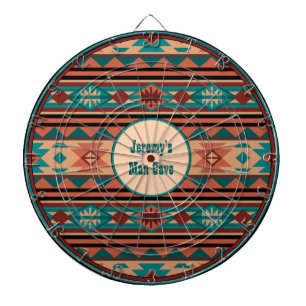 Tablero Dardos Design Turquoise Terracotta Monogramo