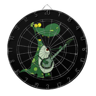 Tablero Dardos Dino verde que mantem a guitarra gráfica