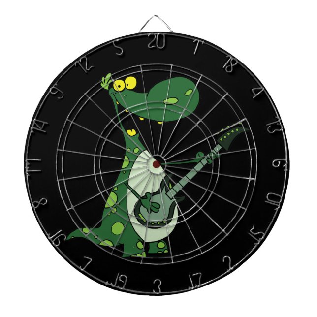 Tablero Dardos Dino verde que mantem a guitarra gráfica (Frente)