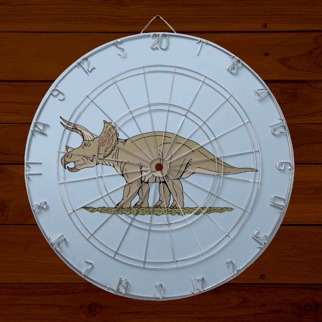Tablero Dardos Dinossauro Cretáceo Tricerátops (Cretaceous Dinosaur Triceratops Dartboard on Planks)