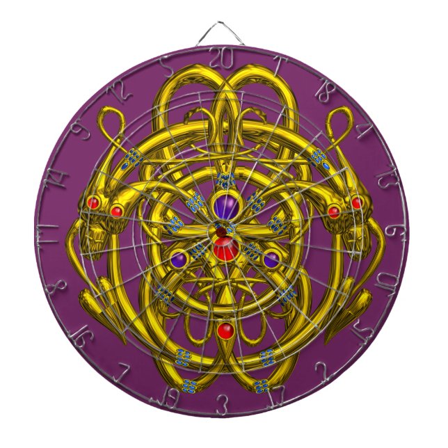 Tablero Dardos DOURADOS DRAGÕES DE GÊMEOS, Roxo (Frente)