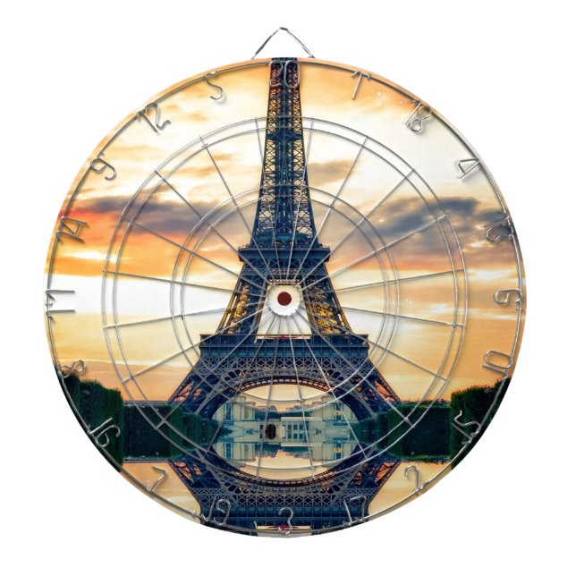 Tablero Dardos Eiffel Tower Paris Evening European Viagem (Frente)