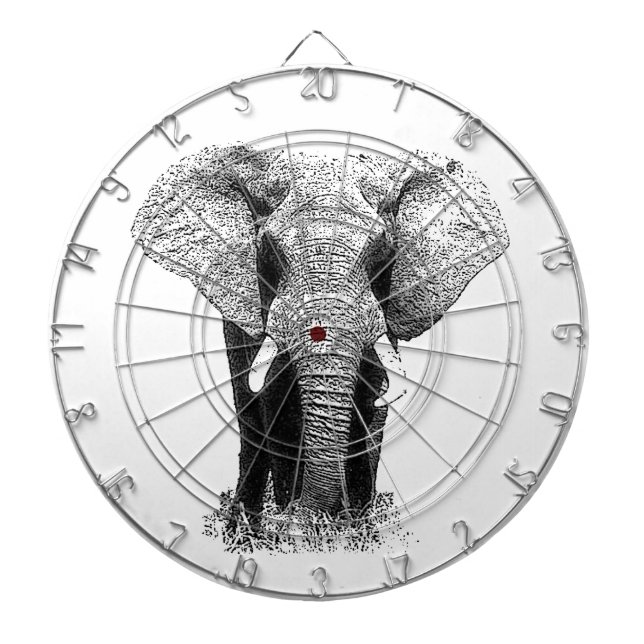 Tablero Dardos Elefante Preto e Branco (Frente)