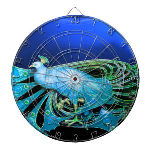 TABLERO DARDOS ELEGANTE PEACOCK EM AZUL