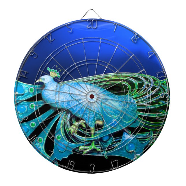 TABLERO DARDOS ELEGANTE PEACOCK EM AZUL (Frente)