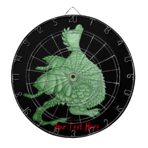 Tablero Dardos fantasia mítica, criatura verde, dragão